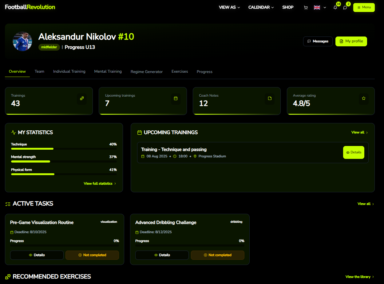 Player Dashboard Preview